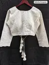 ZF By Ruhi Off White Hakoba Pompom Western Wear Blouse Wholesale Price In Surat
 